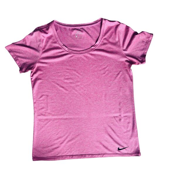 Nike Dri-Fit Pink Shirt Womens Medium Swoosh Logo Activewear Workout Running Gym - Picture 5 of 12